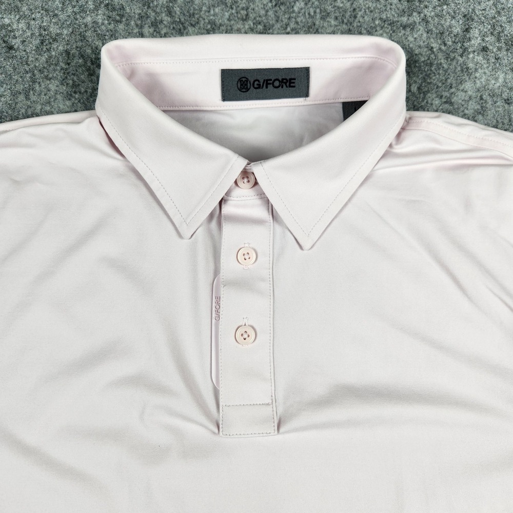G FORE Polo Shirt Men L Pink Short Sleeve Performance Golf Breathable Luxury